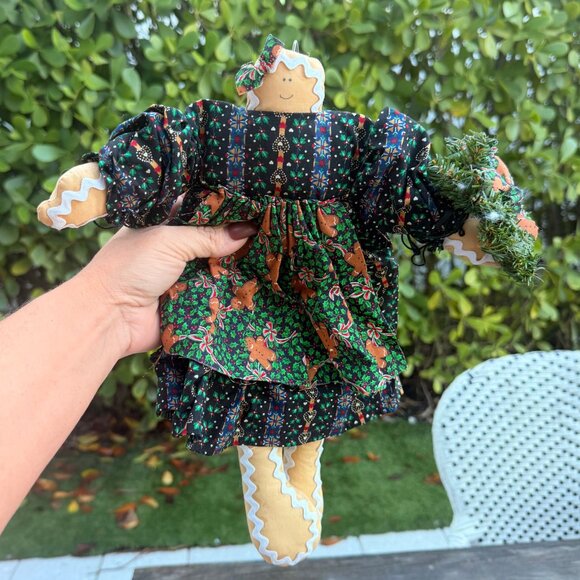 Vintage Lot Primitive Folk Art Handmade Dolls Snowman Santa Gingerbread Girl Boy - Picture 6 of 15